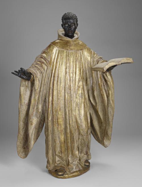 José Montes de OcaSaint Benedict of PalermoSpain (c. 1734)Polychrome and gilt wood with glass, 124.5 x 88 x 41.9 cmThe Minneapolis Institute of Art[source]