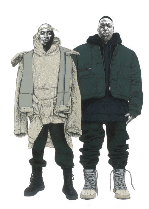 2Pac and Biggie wearing Yeezy Fall 2016 Collection