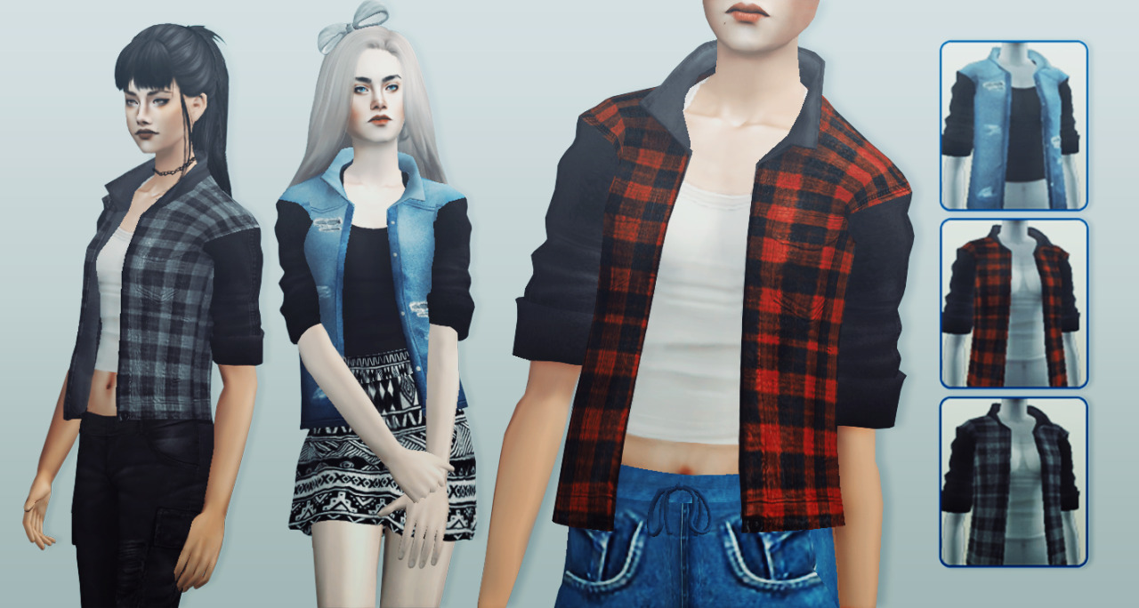 e-neillan:“ The Sims 2 / AF Jacket / 3 colors / downloadCredits: Mila, Always Sims”