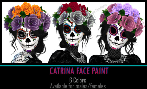 Under Make up/Face Paint 6 Colors Available for male/female (Young Adult - Adult - Elder) Please tag me #simphoria if you use itDOWNLOAD HERECC:Flowers (Big) : @erschsims - Flowers (small) : @meyokisimsNecklace: @jomsimscreations - Neck tatto:...