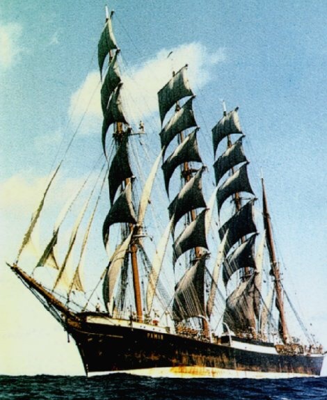 pirates-king:
“Pirates’ King Pamir:
A four-masted barque, was one of the famous Flying P-Liner sailing ships of the German shipping company F. Laeisz. She was the last commercial sailing ship to round Cape Horn, in 1949. By 1957 she had been outmoded...