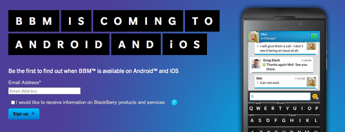 Blackberry BMM estará disponível para Android e iOS  