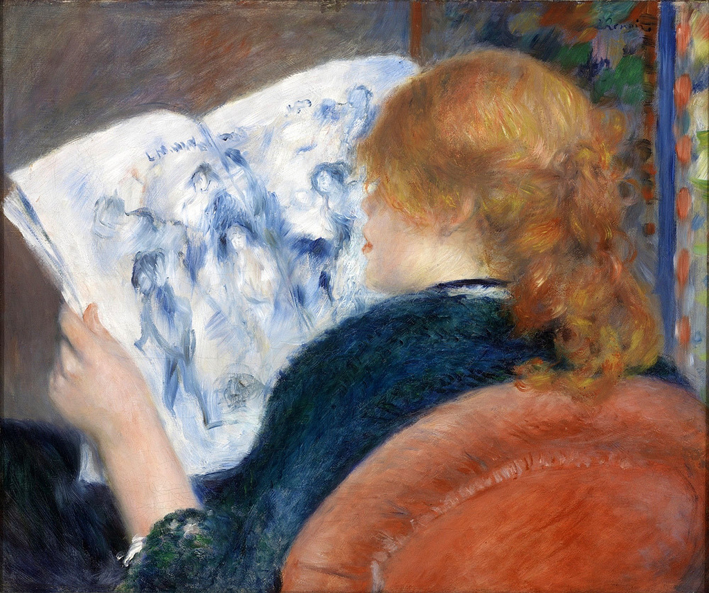 Young Woman Reading an Illustrated Journal (c.1880). Pierre-Auguste Renoir (French, 1841-1919). Oil on canvas. RISD Museum.
Renoir’s painting of a young woman studying a fashion journal was a true scene from modern life. His model was Aline Charigot,...