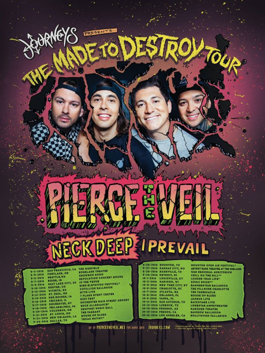 Pierce The Veil Announce The Made To Destroy Tour Featuring Neck Deep & I Prevail / the NOISE